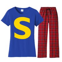 Letter S Funny Chipmunk Group Matching Halloween Costume Women's Flannel Pajama Set