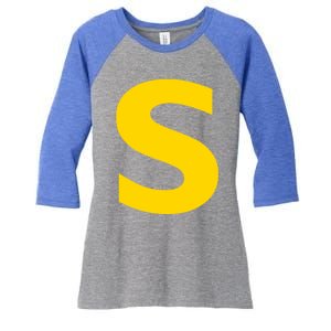 Letter S Funny Chipmunk Group Matching Halloween Costume Women's Tri-Blend 3/4-Sleeve Raglan Shirt