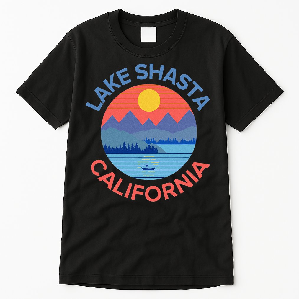 Lake Shasta Fishing Hiking Camping Tall T-Shirt