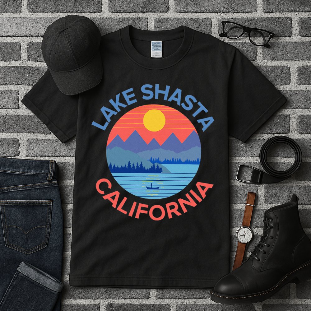 Lake Shasta Fishing Hiking Camping Tall T-Shirt