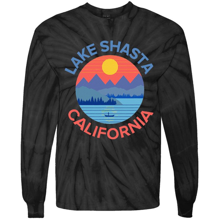 Lake Shasta Fishing Hiking Camping Tie-Dye Long Sleeve Shirt