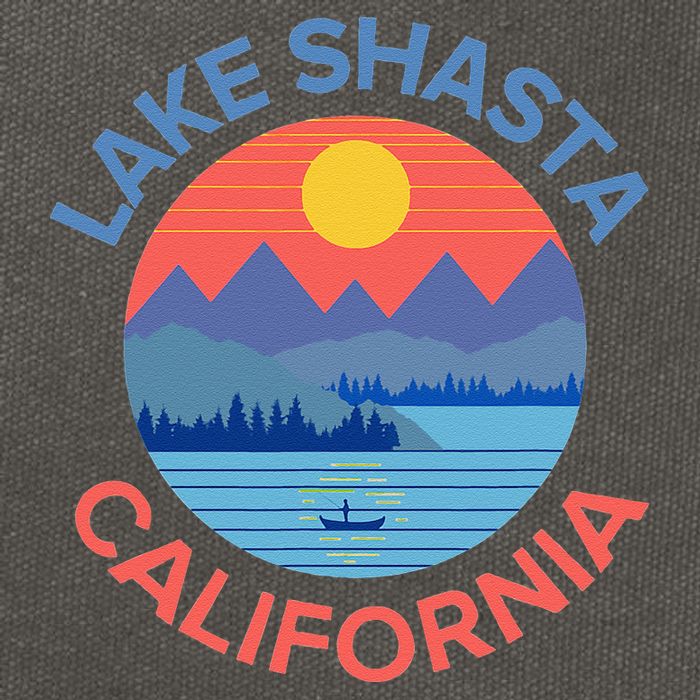 Lake Shasta Fishing Hiking Camping Cotton Canvas Backpack