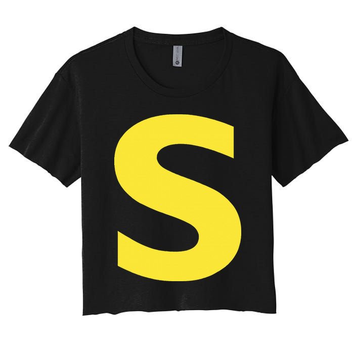 Letter S Funny Chipmunk Group Matching Halloween Women's Crop Top Tee
