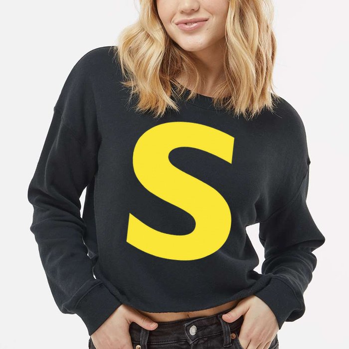 Letter S Funny Chipmunk Group Matching Halloween Cropped Pullover Crew