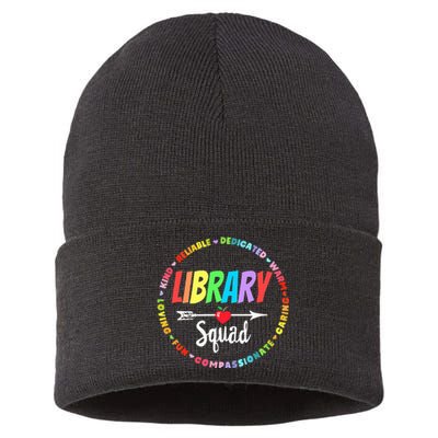 Library Squad Funny School Librarian Life Book Nerd Crew Sustainable Knit Beanie