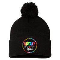 Library Squad Funny School Librarian Life Book Nerd Crew Pom Pom 12in Knit Beanie