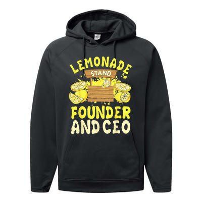 Lemonade Stand Founder And CEO Lemon Juice Citrus Drink Performance Fleece Hoodie