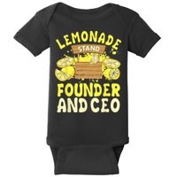 Lemonade Stand Founder And CEO Lemon Juice Citrus Drink Baby Bodysuit