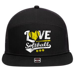 Love Softball For Teen And Cute Softball Lovers Gift 7 Panel Mesh Trucker Snapback Hat