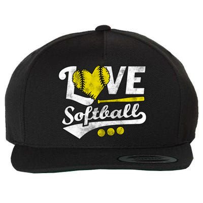 Love Softball For Teen And Cute Softball Lovers Gift Wool Snapback Cap