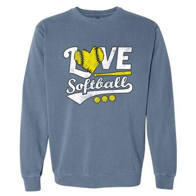 Love Softball For Teen And Cute Softball Lovers Gift Garment-Dyed Sweatshirt