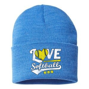 Love Softball For Teen And Cute Softball Lovers Gift Sustainable Knit Beanie