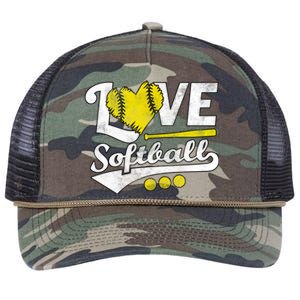 Love Softball For Teen And Cute Softball Lovers Gift Retro Rope Trucker Hat Cap