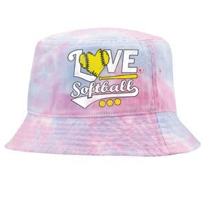 Love Softball For Teen And Cute Softball Lovers Gift Tie-Dyed Bucket Hat