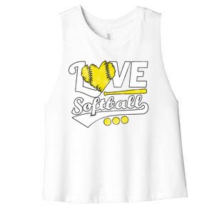 Love Softball For Teen And Cute Softball Lovers Gift Women's Racerback Cropped Tank