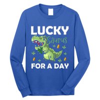 Lucky Saurus For A Day Dinosaur St Patrick's Day Vibes Gift Long Sleeve Shirt