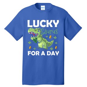 Lucky Saurus For A Day Dinosaur St Patrick's Day Vibes Gift Tall T-Shirt