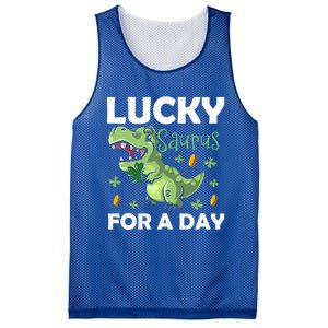 Lucky Saurus For A Day Dinosaur St Patrick's Day Vibes Gift Mesh Reversible Basketball Jersey Tank