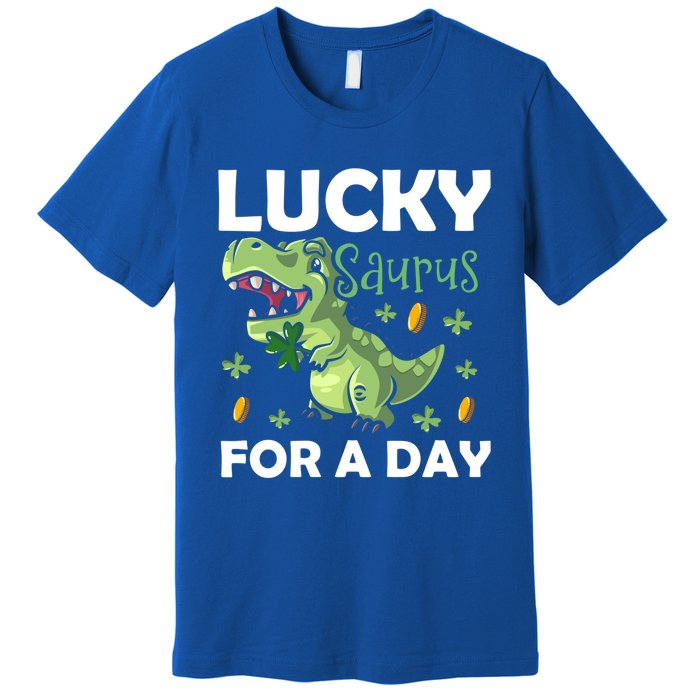 Lucky Saurus For A Day Dinosaur St Patrick's Day Vibes Gift Premium T-Shirt