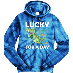 Lucky Saurus For A Day Dinosaur St Patrick's Day Vibes Gift Tie Dye Hoodie