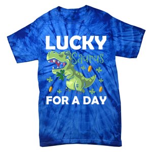 Lucky Saurus For A Day Dinosaur St Patrick's Day Vibes Gift Tie-Dye T-Shirt