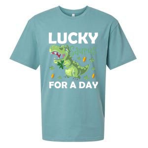 Lucky Saurus For A Day Dinosaur St Patrick's Day Vibes Gift Sueded Cloud Jersey T-Shirt