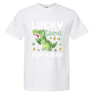 Lucky Saurus For A Day Dinosaur St Patrick's Day Vibes Gift Garment-Dyed Heavyweight T-Shirt