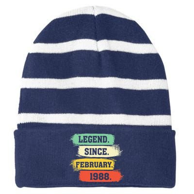 Legend Since February 1988 – Happy Birthday Striped Beanie with Solid Band