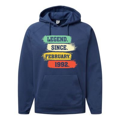 Legend Since February 1992 – Happy Birthday Performance Fleece Hoodie