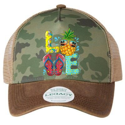 Love Summer Flip Flops Pineapple Tropical Fruit Beach Lovers Legacy Tie Dye Trucker Hat