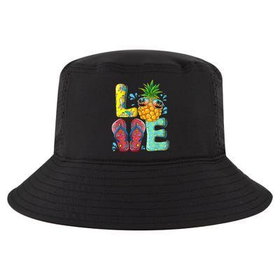 Love Summer Flip Flops Pineapple Tropical Fruit Beach Lovers Cool Comfort Performance Bucket Hat