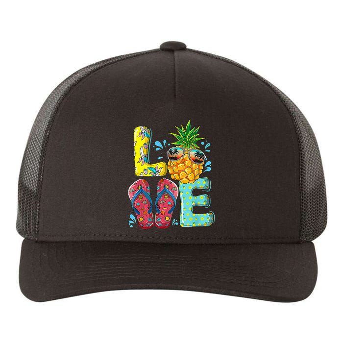 Love Summer Flip Flops Pineapple Tropical Fruit Beach Lovers Yupoong Adult 5-Panel Trucker Hat