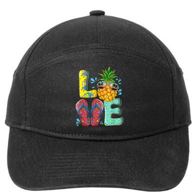 Love Summer Flip Flops Pineapple Tropical Fruit Beach Lovers 7-Panel Snapback Hat