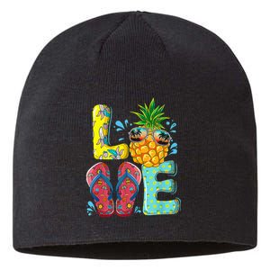 Love Summer Flip Flops Pineapple Tropical Fruit Beach Lovers Sustainable Beanie