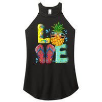 Love Summer Flip Flops Pineapple Tropical Fruit Beach Lovers Women’s Perfect Tri Rocker Tank