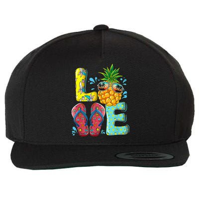 Love Summer Flip Flops Pineapple Tropical Fruit Beach Lovers Wool Snapback Cap