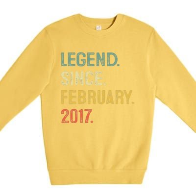 Legend Since February 2017 6th Birthday Gift 6 Years Old Premium Crewneck Sweatshirt