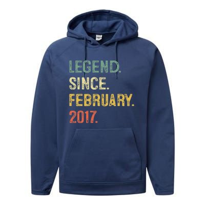 Legend Since February 2017 6th Birthday Gift 6 Years Old Performance Fleece Hoodie