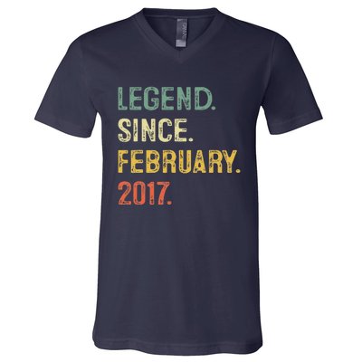 Legend Since February 2017 6th Birthday Gift 6 Years Old V-Neck T-Shirt