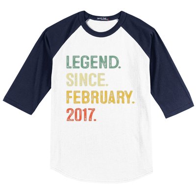 Legend Since February 2017 6th Birthday Gift 6 Years Old Baseball Sleeve Shirt