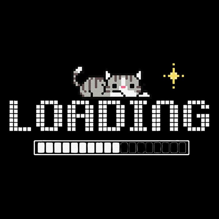 Loading Screen Funny Gamer Cat Retro 8-Bit Pixel Art Design Full-Length Apron With Pockets