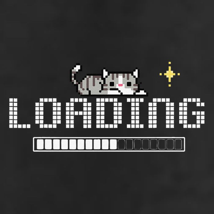 Loading Screen Funny Gamer Cat Retro 8-Bit Pixel Art Design Knit Cap Winter Beanie