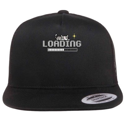 Loading Screen Funny Gamer Cat Retro 8-Bit Pixel Art Design Flat Bill Trucker Hat