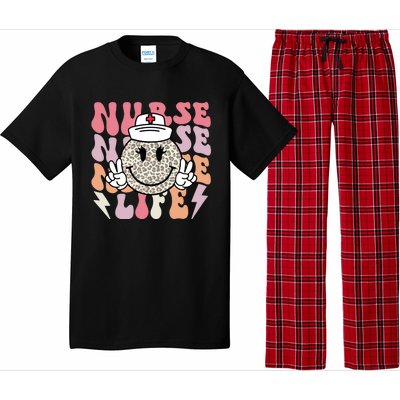 Leopard Smile Face Rn Nurse Life Nursing School Nurse Week Cute Gift Pajama Set