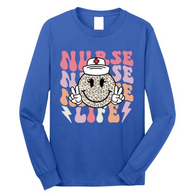 Leopard Smile Face Rn Nurse Life Nursing School Nurse Week Cute Gift Long Sleeve Shirt