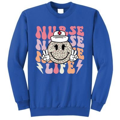 Leopard Smile Face Rn Nurse Life Nursing School Nurse Week Cute Gift Sweatshirt