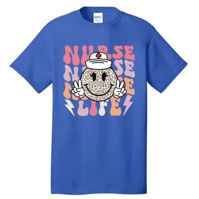 Leopard Smile Face Rn Nurse Life Nursing School Nurse Week Cute Gift Tall T-Shirt