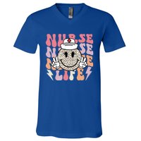 Leopard Smile Face Rn Nurse Life Nursing School Nurse Week Cute Gift V-Neck T-Shirt