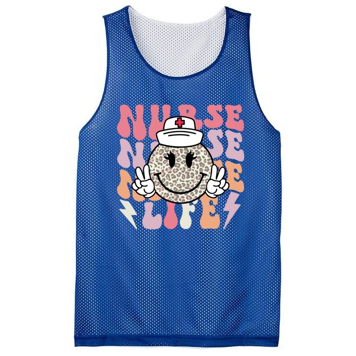 Leopard Smile Face Rn Nurse Life Nursing School Nurse Week Cute Gift Mesh Reversible Basketball Jersey Tank