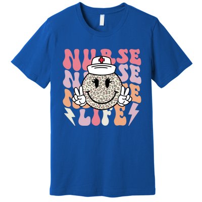 Leopard Smile Face Rn Nurse Life Nursing School Nurse Week Cute Gift Premium T-Shirt